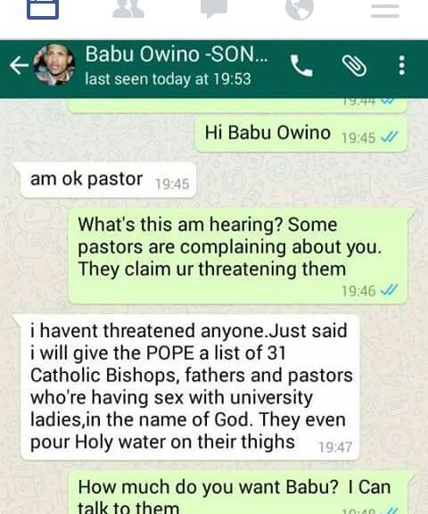 Image result for babu owino letter to pope